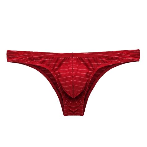 Penkiiy Men S Bikini Briefs Half Hip Low Waist Color Striped Panties Men Underwear Xxl Red On