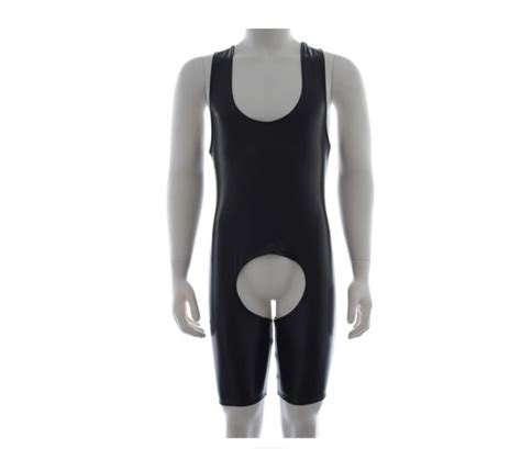 Male Sexy Lingerie Open Crotch Swimsuit Men Open Butt Leather Crotchless Swimwear