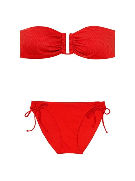 Купальник Bandeau Bikini Top Bikini Bottom Ribbed Red купити оригінал у Києві ціна в Україні