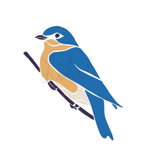 Eastern Blue Bird With Minimal Shapes Rdrawing