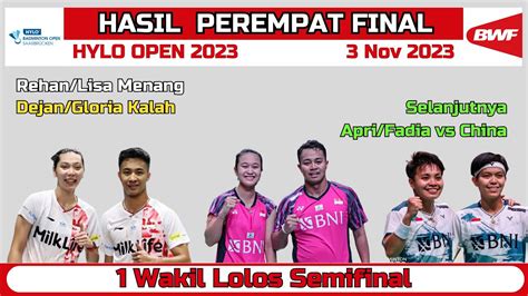 Hasil Hylo Open Hari Ini Babak Perempat Final Rehan Lisa Menang