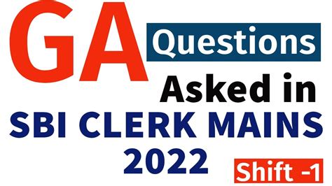 GA Questions Asked In SBI CLERK MAINS 2022 YouTube