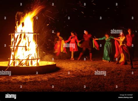 woman dancing  fire  res stock photography  images alamy