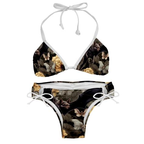 Bats Swimsuit Bikini Set With Detachable Sponge And Adjustable Strap Two Pack For Beach And