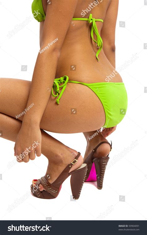 Sexy Brunette Green Bikini Stock Photo Shutterstock