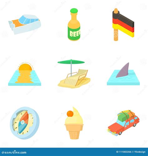 Trip Experience Icons Set Cartoon Style Stock Vector Illustration Of