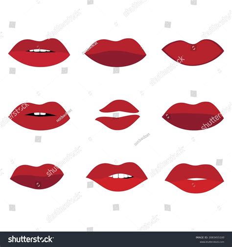 Red Female Lips Collection Girl Lips Stock Vector Royalty Free