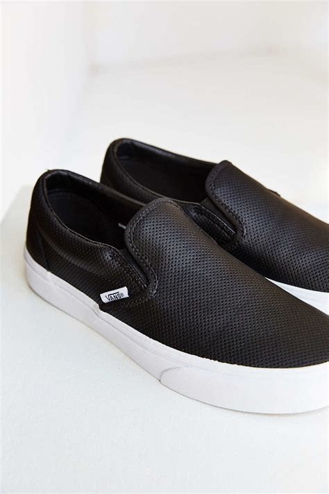 Lyst Vans Perforated Leather Slip On Sneaker In Black