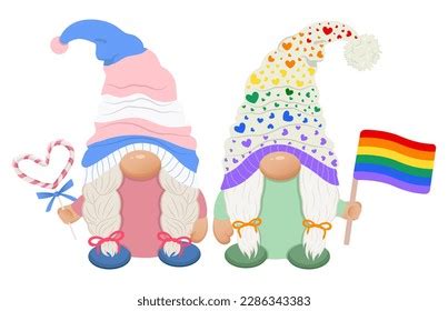 Cute Lesbian Couple Gnomes Flag Pride Stock Vector Royalty Free Shutterstock