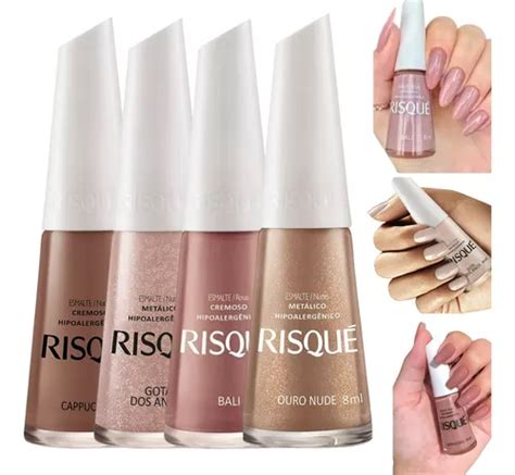 Risqué Kit 4 Esmaltes Tons Nude Hipoalergênicos MercadoLivre