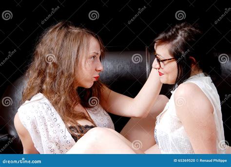 Two Pretty Lesbians Love Lingerie Stock Photo Image Of Lingerie Hair