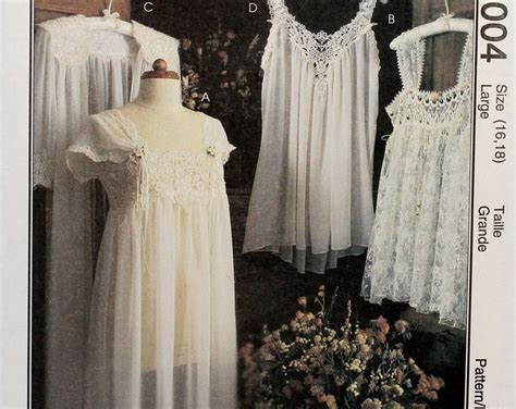 Mccall S Sewing Pattern Misses Nightgown Robe And Baby Doll Lingerie Uncut Ff Misses