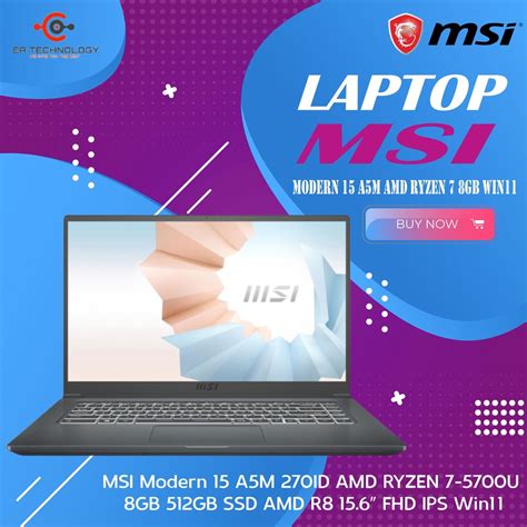 Jual MSI Modern 15 A5M 270ID AMD RYZEN 7 5700U 8GB 512GB SSD 15 6 FHD