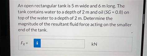 Solved An Open Rectangular Tank Is M Wide And M Long Chegg