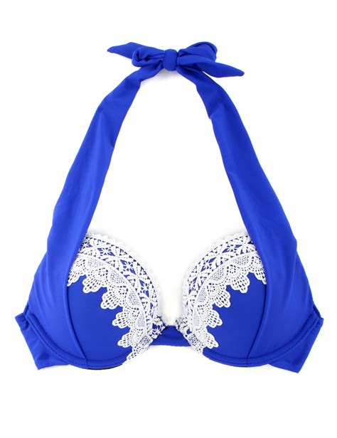 Relleciga Damen Bademode Bikini Top Push Up Oberteil Crochet Royal Blau Relleciga De