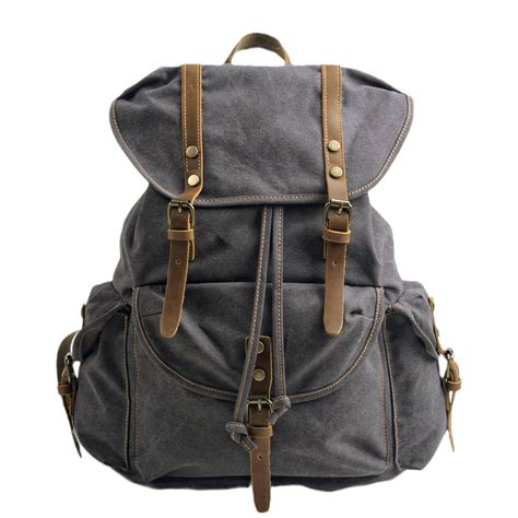 Vintage Large Laptop Canvas Backpack 28L - Front Pocket, High Capacity ...