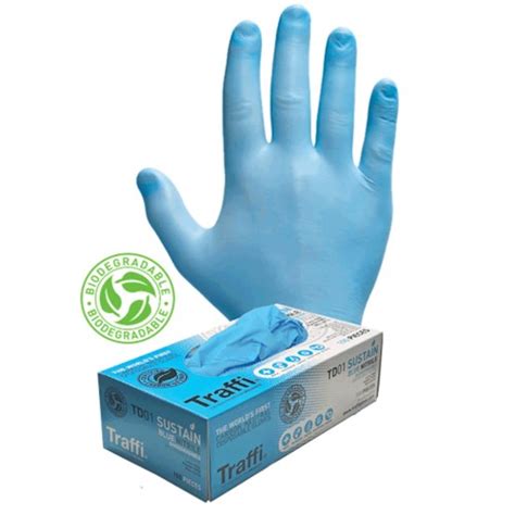 TRAFFI TD01 CARBON NEUTRAL BIODEGRADABLE NITRILE DISPOSABLE GLOVE-BOX/100