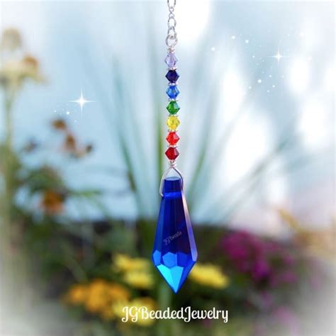 Blue Teardrop Chakra Crystal Suncatcher Jgbeads Crystal Suncatchers