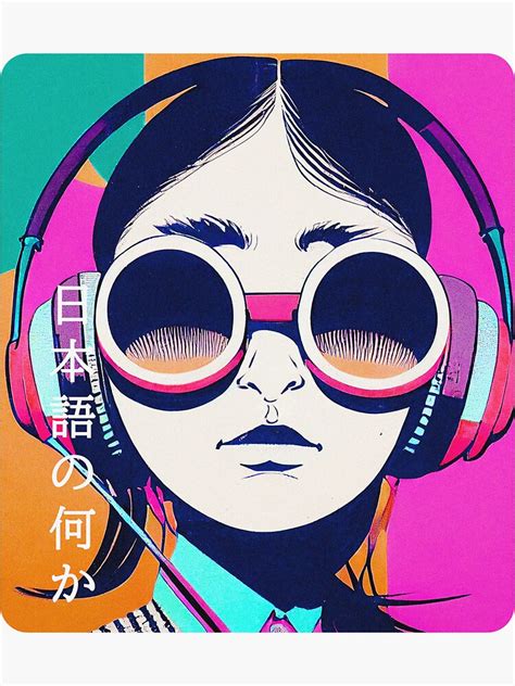 Anime Pop Art Style Girl With Headphones Sticker For Sale By