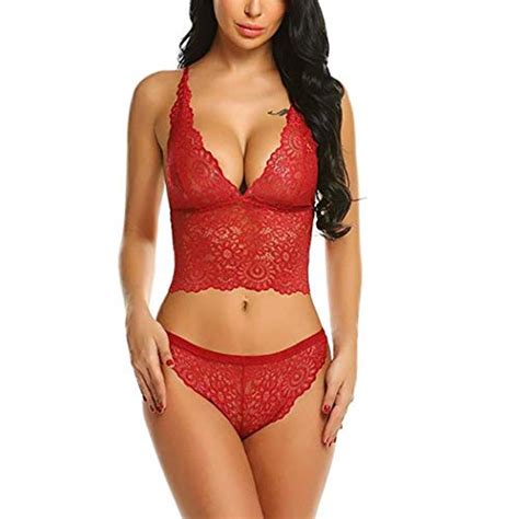 Buy Odloves Women Sexy Lingerie Set 2 Piece Lace Bra Panty Split Underwear Set Baby Dolls At