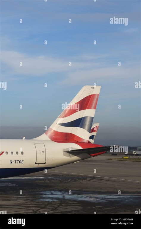 The Tail Fin Of A British Airways Airbus A320 Passenger Jet Stock Photo