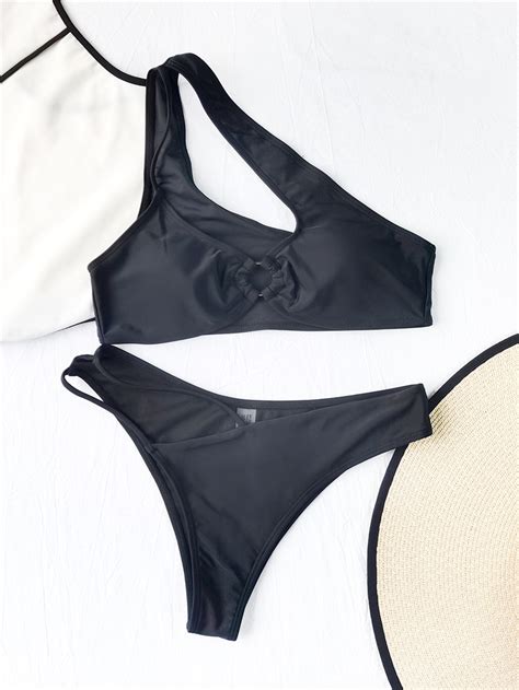 Women Micro Bikini Set Solid Swimwear Bathing Suit One Shoulder Sexy Bikini China Sexy Micro