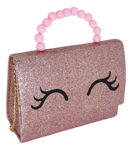 Bolsa Moda Infantil Menina Criança Blogueira C Glitter Cor Nude Glitter Desenho Do Tecido