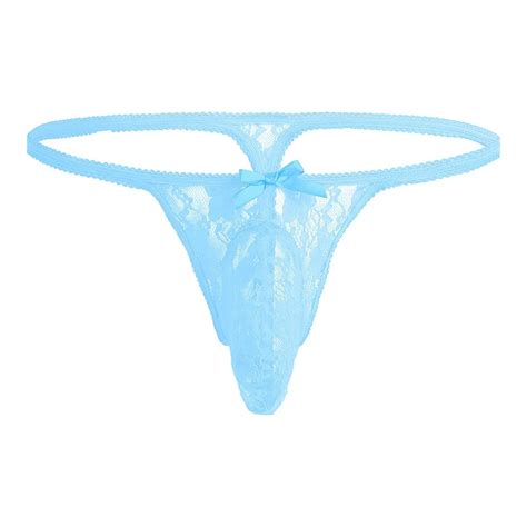 Billionm Men Lingerie Panties Lace See Through Bulge Pouch Open Butt Bikini Gay Homme Sissy