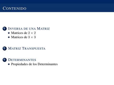 Inversa Transpuesta Y Determinante De Una Matriz Ppt Descarga Gratuita