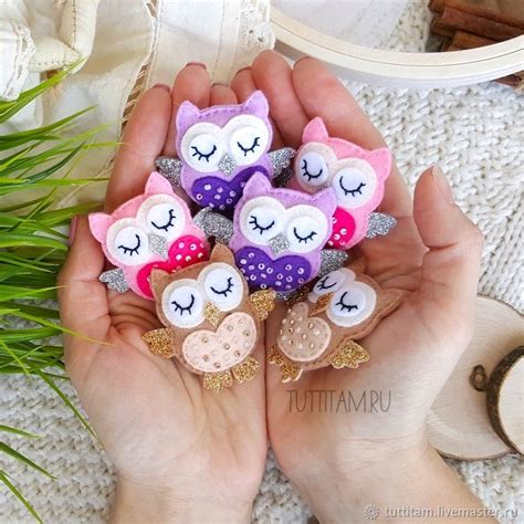 Заколки/резинки для волос "Совушки" – заказать на Ярмарке Мастеров ...