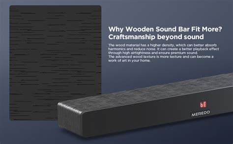 Sound Bar Wooden 150W 2 1CH MEREDO Soundbar For TV Built In 4