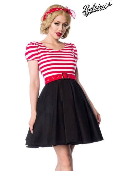 Retro Jerseykleid Mit Tellerrock In Rot Von Belsira