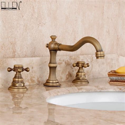 Antique Bronze Bathroom Wall Mounted Hot And Cold Faucets Basin Mixer Double Handle Bathroom