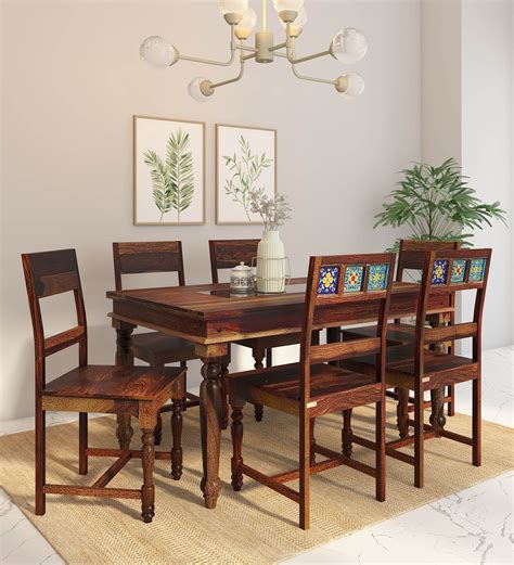 Buy Siramika Sheesham Wood 6 Seater Dining Set In Provincial Teak