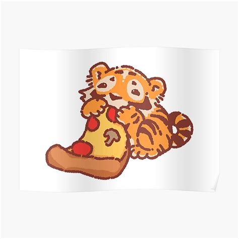 "Cute tiger with a pizza! Tiger eating pizza" Poster for Sale by ...