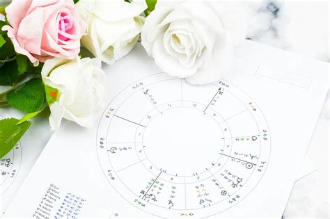 Carta Natal De Astrología Impresa Y Lugar De Trabajo De Rosas Blancas De Astrología Espiritual