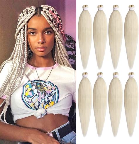 Leeven Packs Blonde Braiding Hair Extensions Pre Stretched For Box Braids Yaki Straight Ez