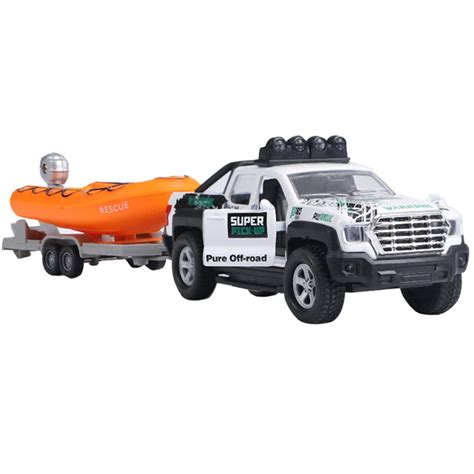 Buy Pickup Truck Trailer Towing Speed Boat 2 In 1 Playset Diecast Model