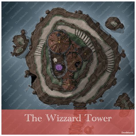 Wizard Tower Map For D D And TTRPG Adventures Isolated Island