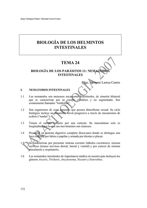 Parasitología temas 20 24 céstodos intestinales nemátodos intestinales