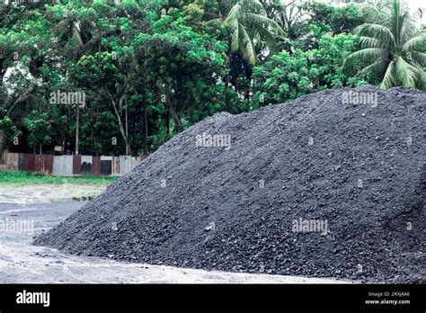indonesian steam coal dumb  open fields coal storage stock photo