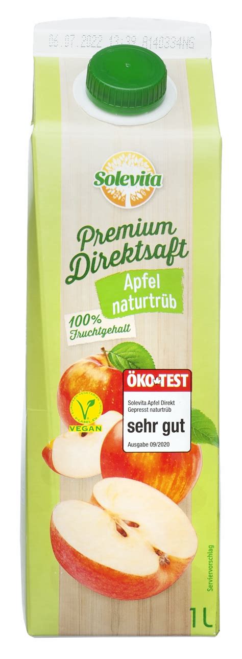 Test Lidl Solevita Premium Direktsaft Apfel naturtrüb Stiftung Warentest