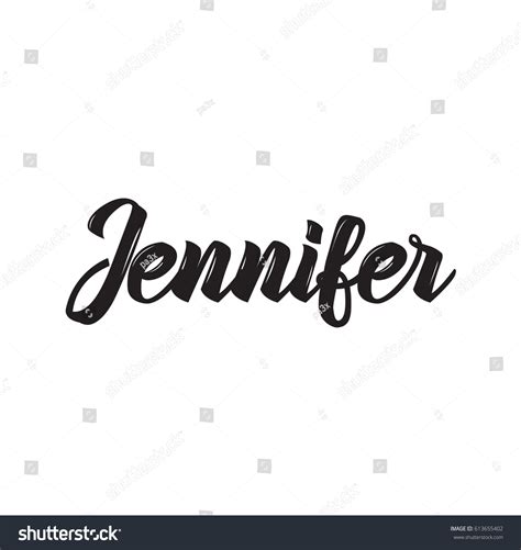 Jennifer Text Design Vector Calligraphy Typography เวกเตอร์สต็อก ปลอด