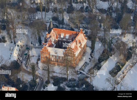 Aerial View Schloss Bergedorf Castle The Castle Gardens In Winter