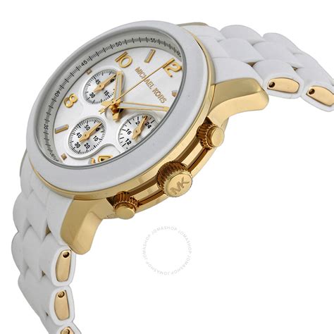 Michael Kors Runway Silver Dial White Polyurethane Ladies Watch MK5145 ...