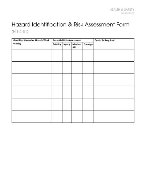 6 Free Hazard Identification Risk Assessment Template – Themelower