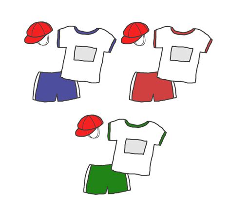 色々な色の体操着のイラスト イラストの里