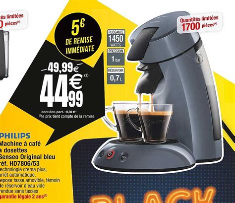 Promo Machine à Café à Dosettes Senseo Original Bleu Philips chez Cora