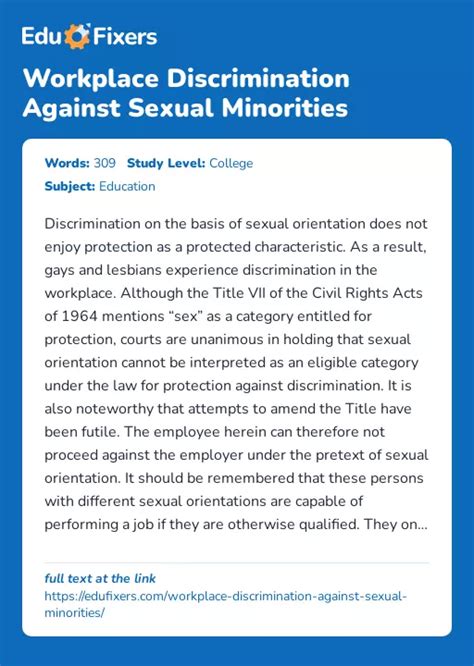 Workplace Discrimination Against Sexual Minorities