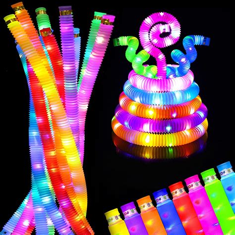 Buy 12 Pack Led Light Up Pop Fidget Tubes Party Favors Sensory Fidget Toys Large Glow Sticks